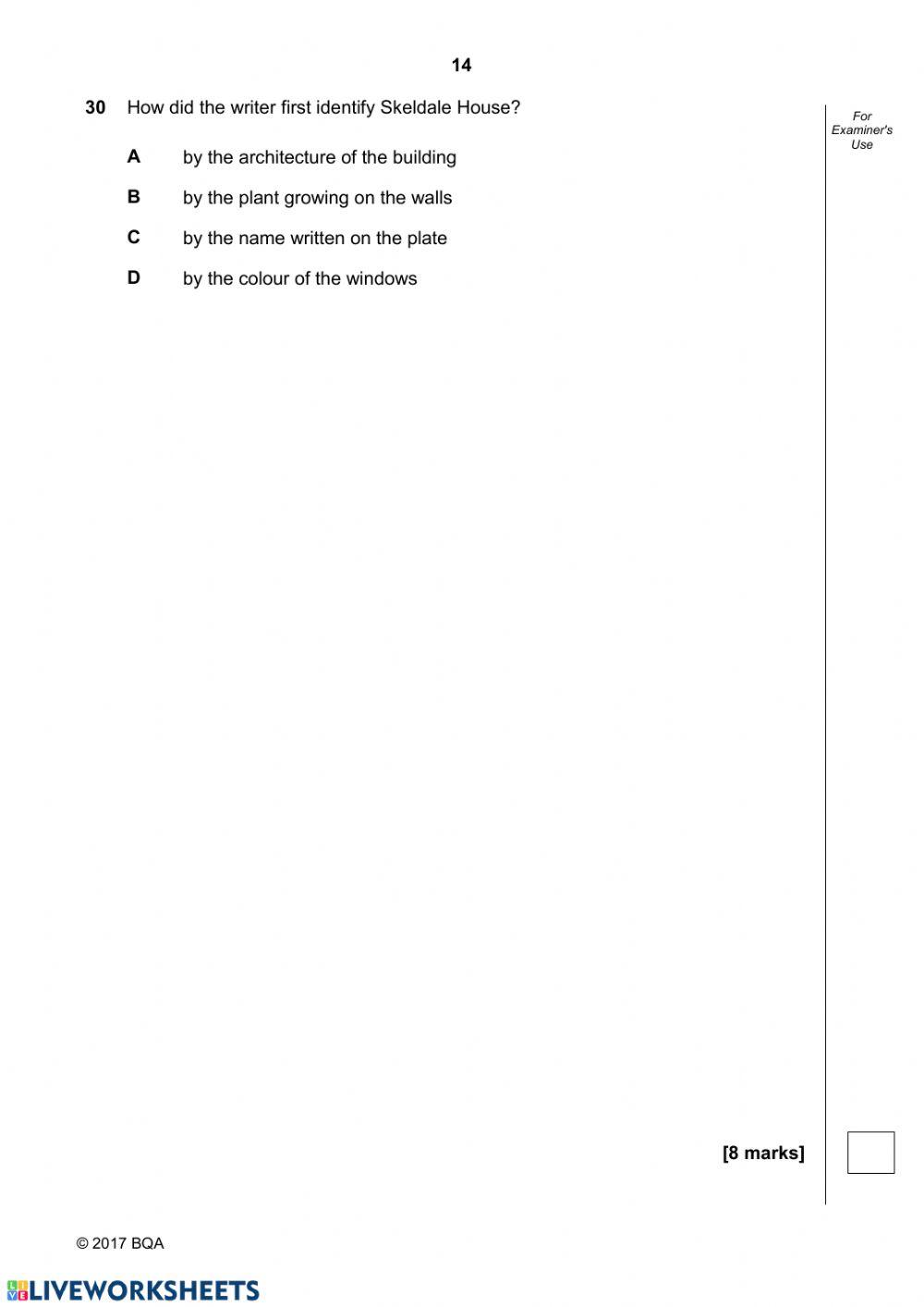 Bahrain National Exams 2017- Paper2 Reading- Part2