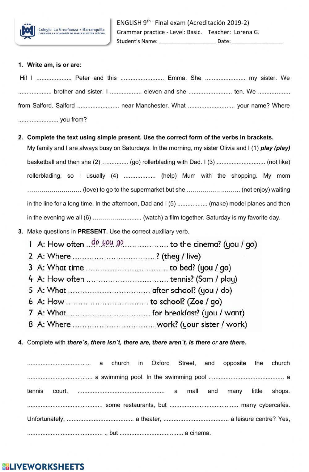 Grammar review Grammar review