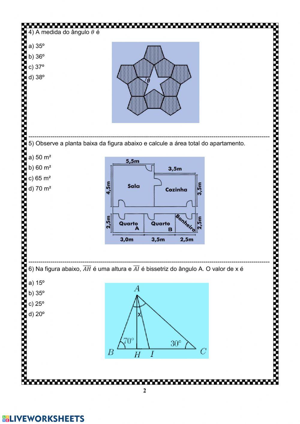 Atividades de geometria e desafios