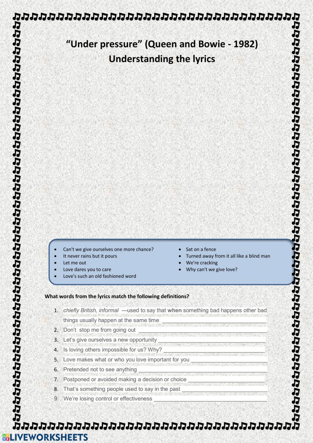 -Under pressure- (Queen and Bowie)