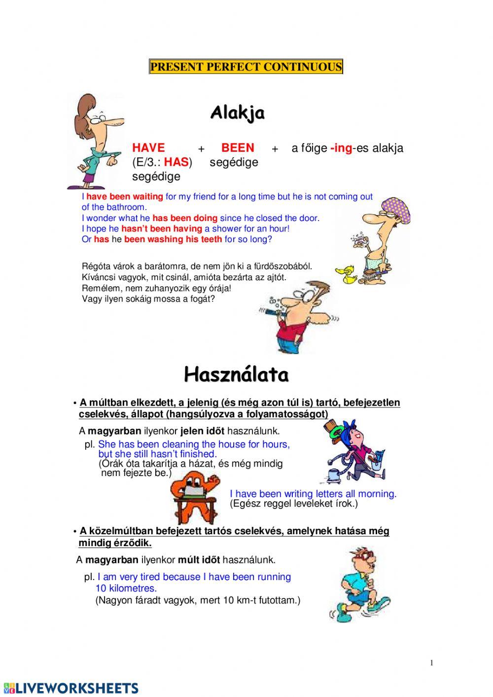Present Perfect Continuous Theory worksheet Live Worksheets