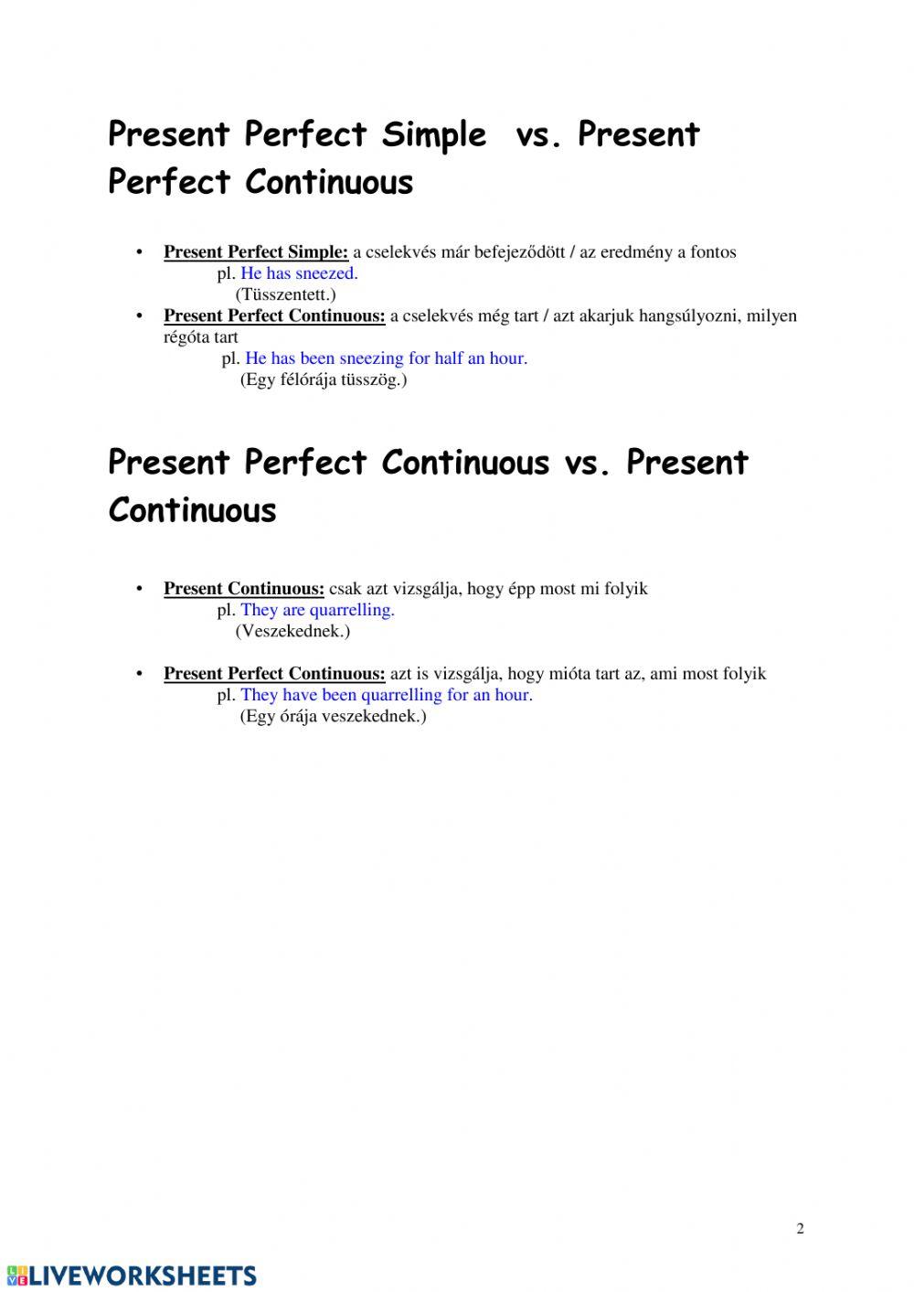 Present Perfect Continuous - Theory