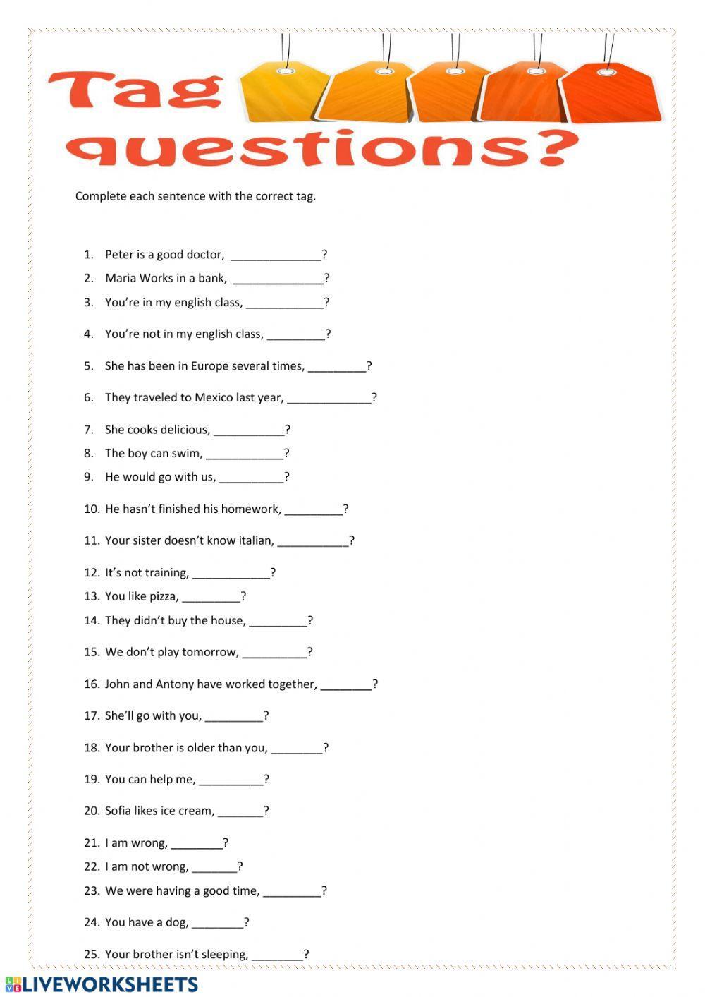 Tag questions Tag questions