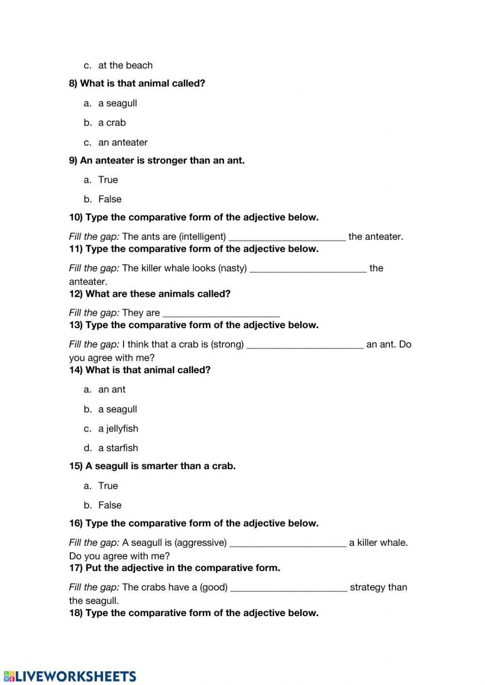 Listening comparing animals