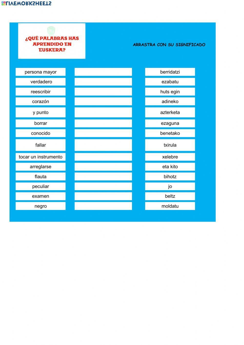 Vocabulario euskera 9 noviembre ARRASTRAR