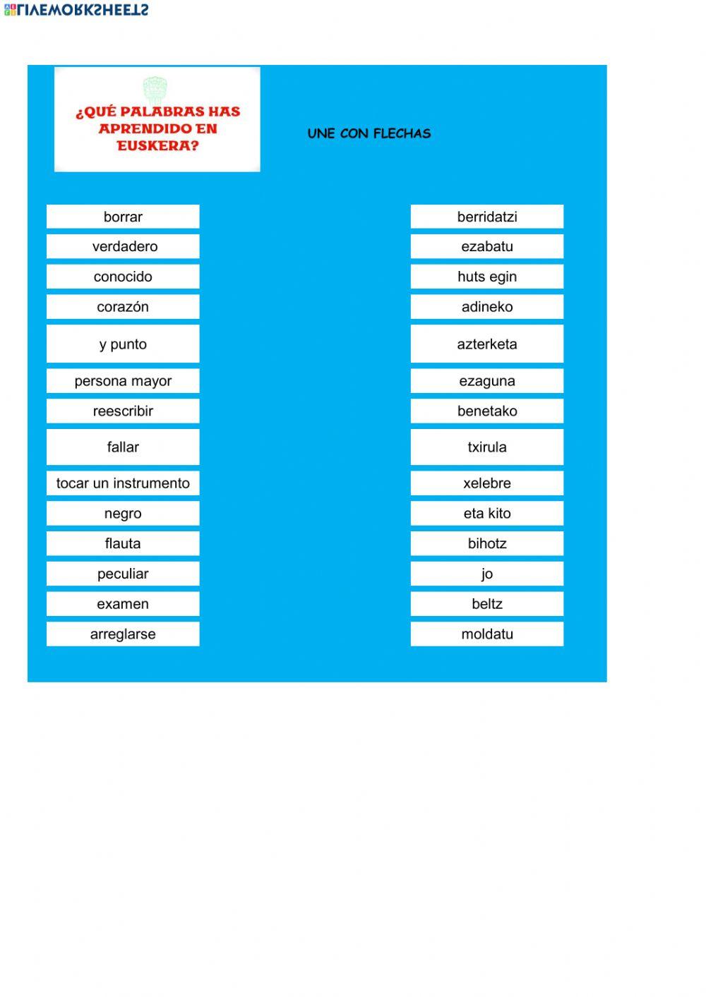 Vocabulario euskera 9 noviembre FLECHAS