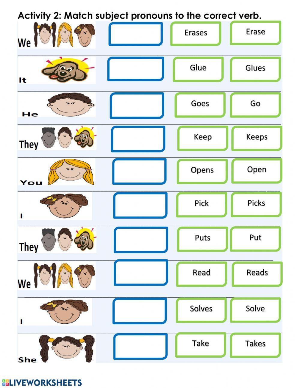 Matching: Subject Pronouns & Verbs