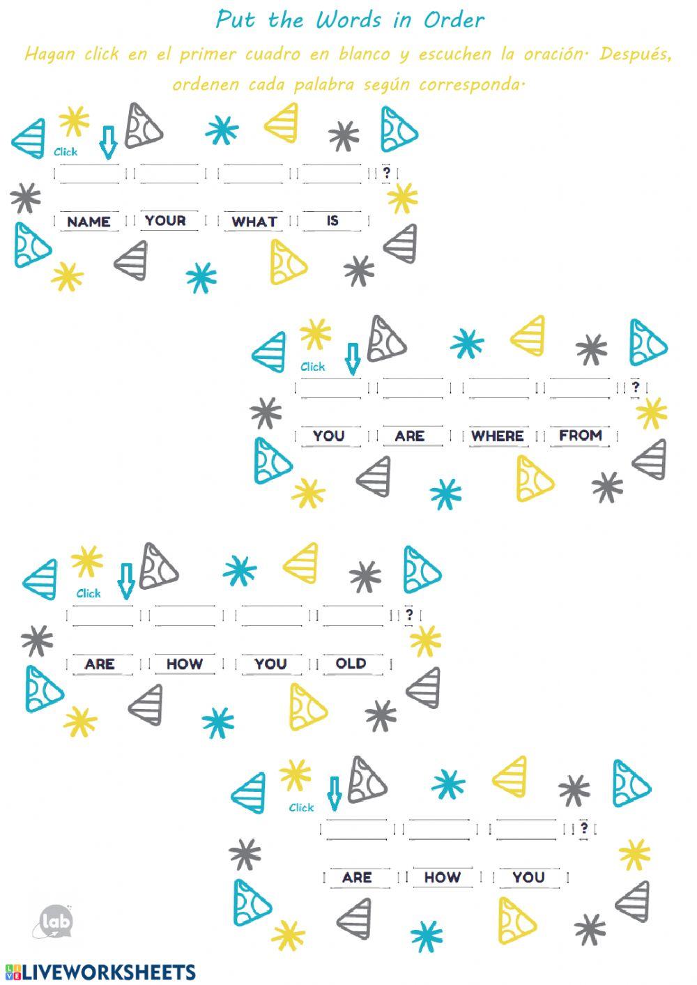 Put the words in order