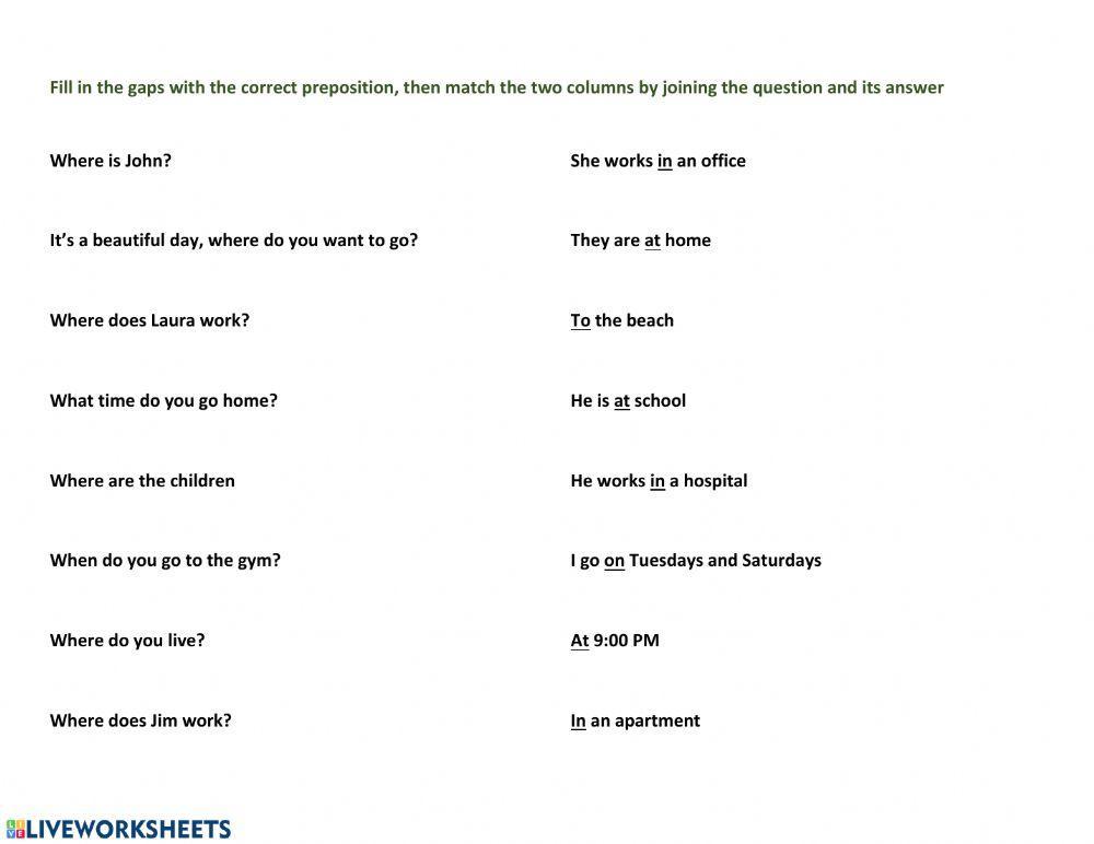 prepositions of time and movement at in on to