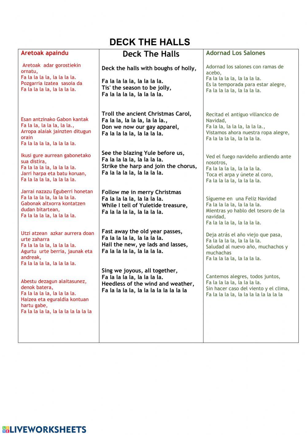 Deck the halls carol