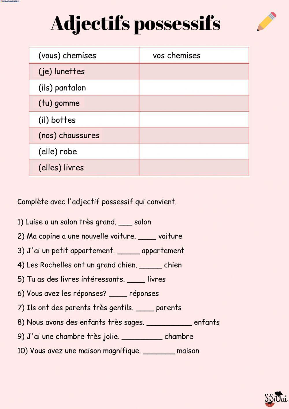 Adjectifs possessifs