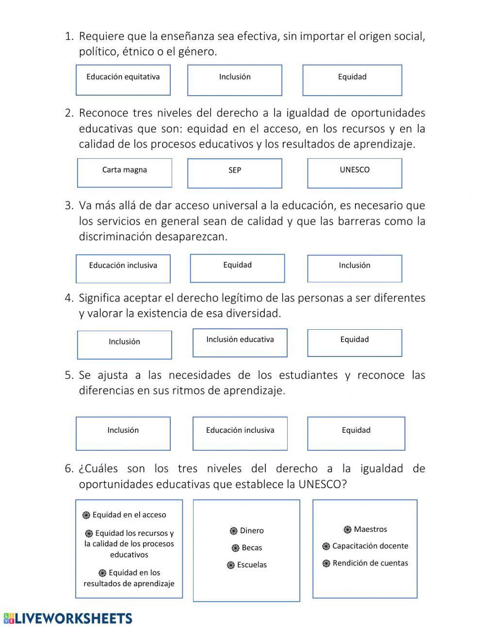 Equidad e inclusión educativa