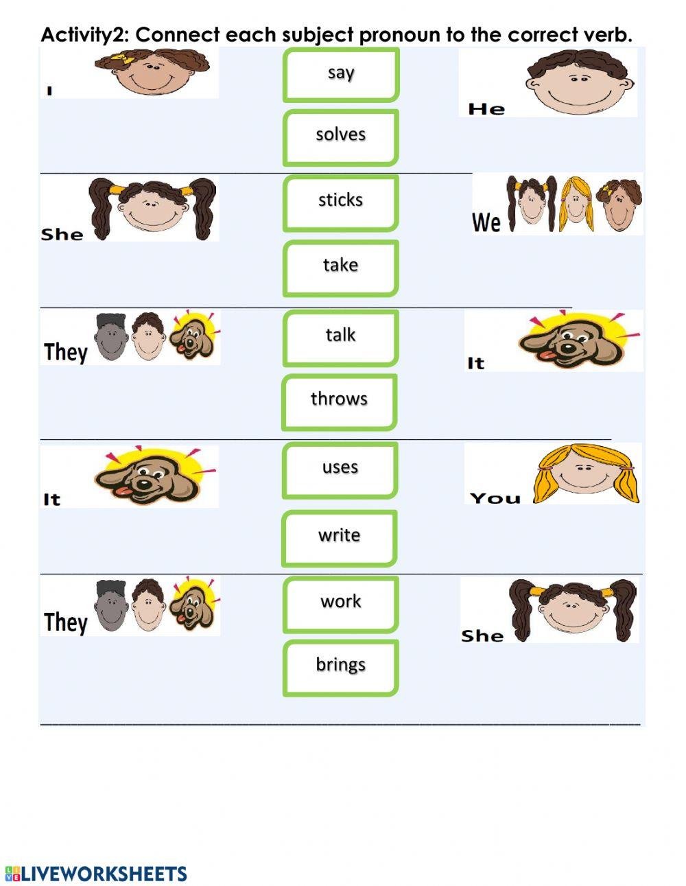 Matching: Subject Pronouns & Verbs