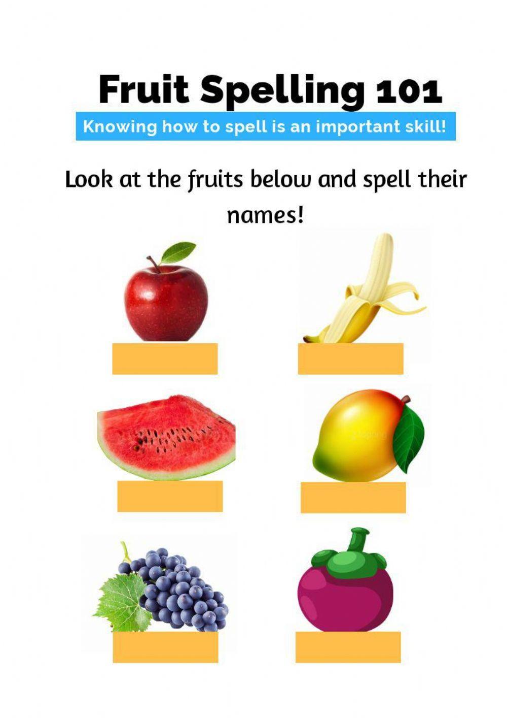 Year 1: fruits spelling