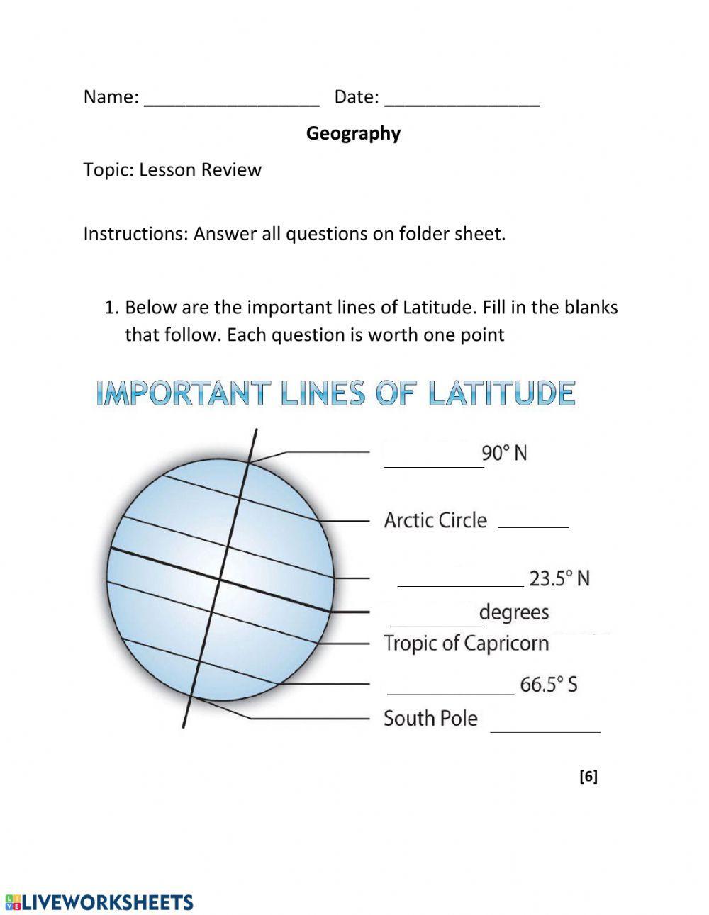 Important Latitude and Longitude Lines worksheet | Live Worksheets important-latitude-and-longitude-lines-worksheet-live-worksheets