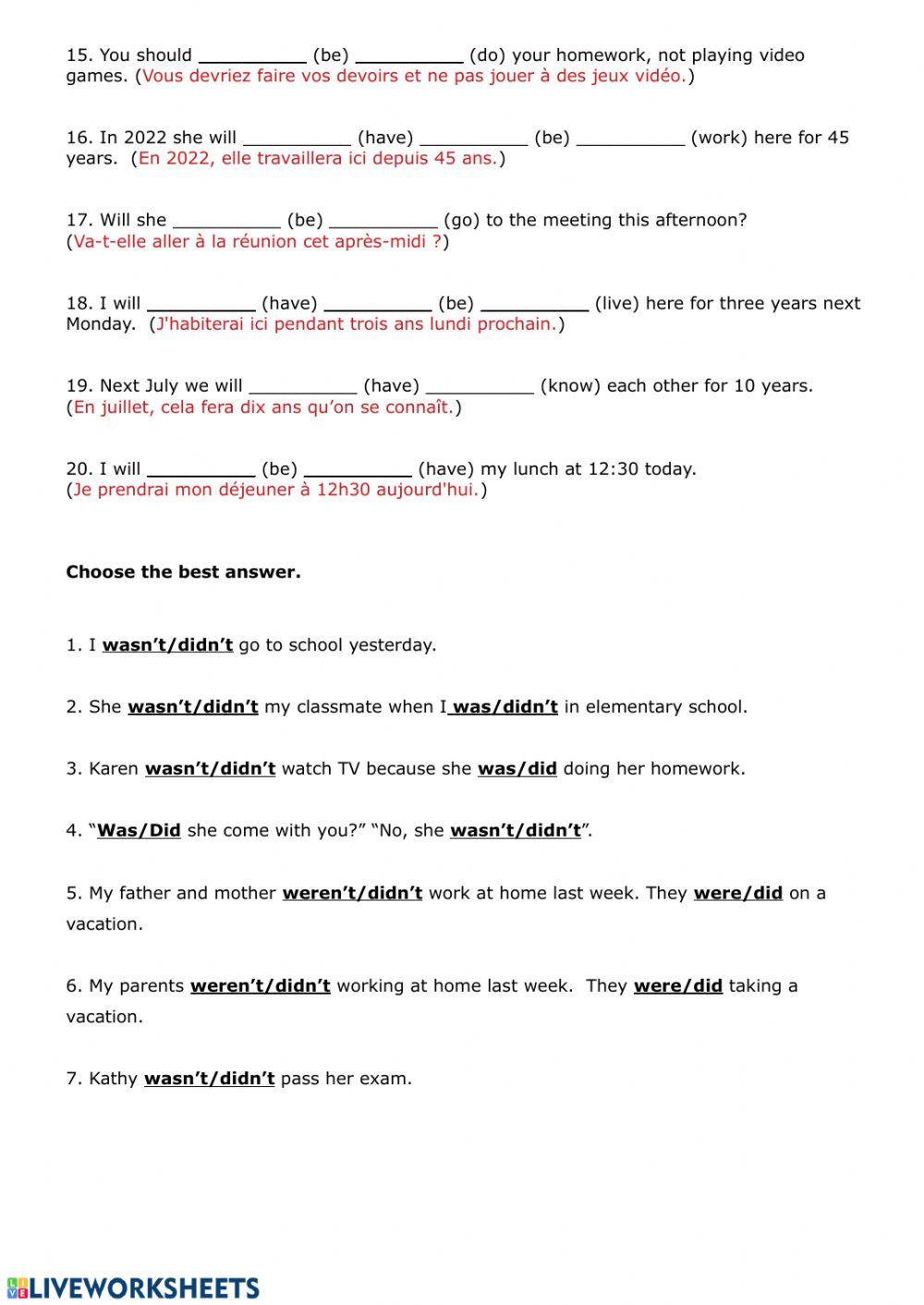 Practice with Auxiliary Verbs