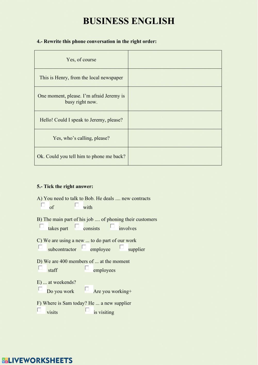 Unit 2: Business English