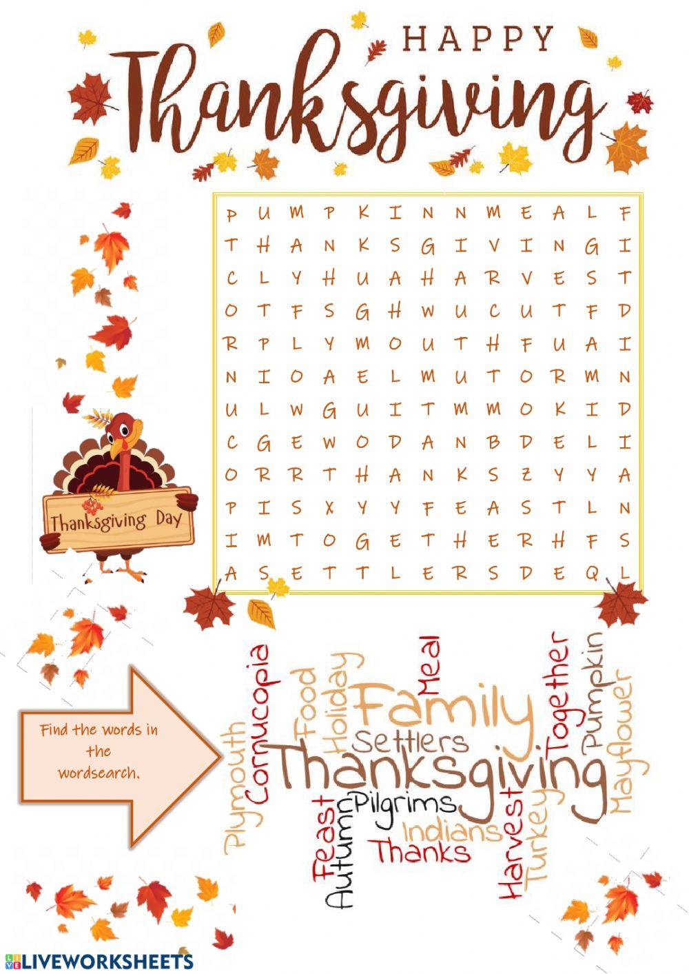 Thanksgiving wordsearch