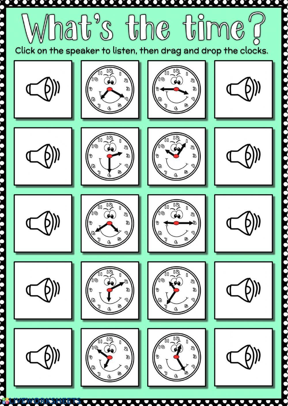What's the time? - drag and drop What's the time? - drag and drop