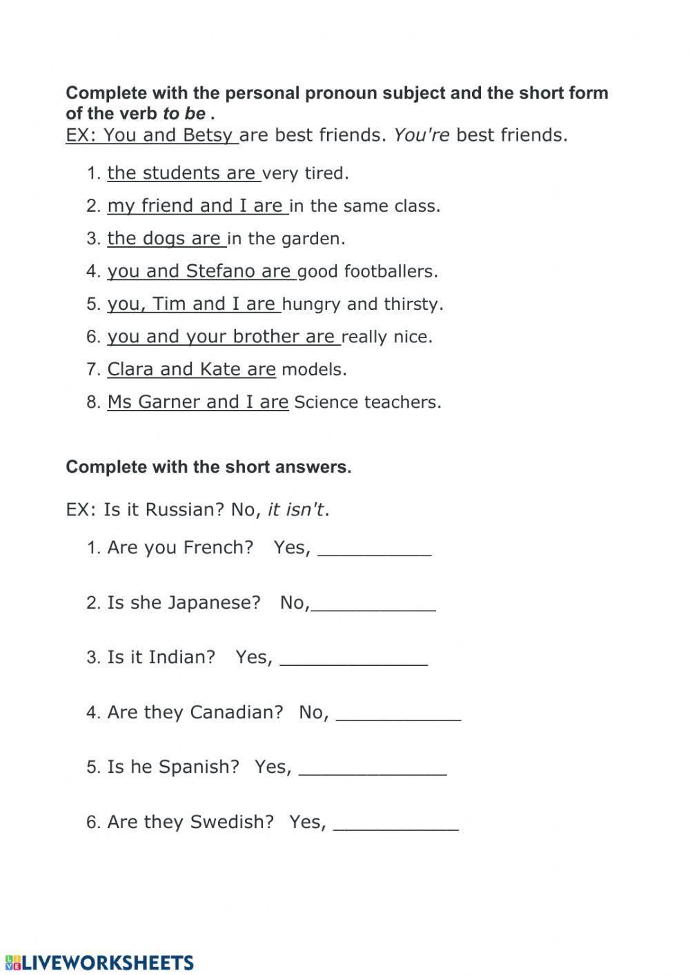 Simple present verb to be