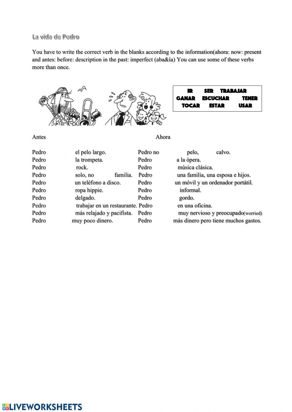 Antes y después-pretérito imperfecto