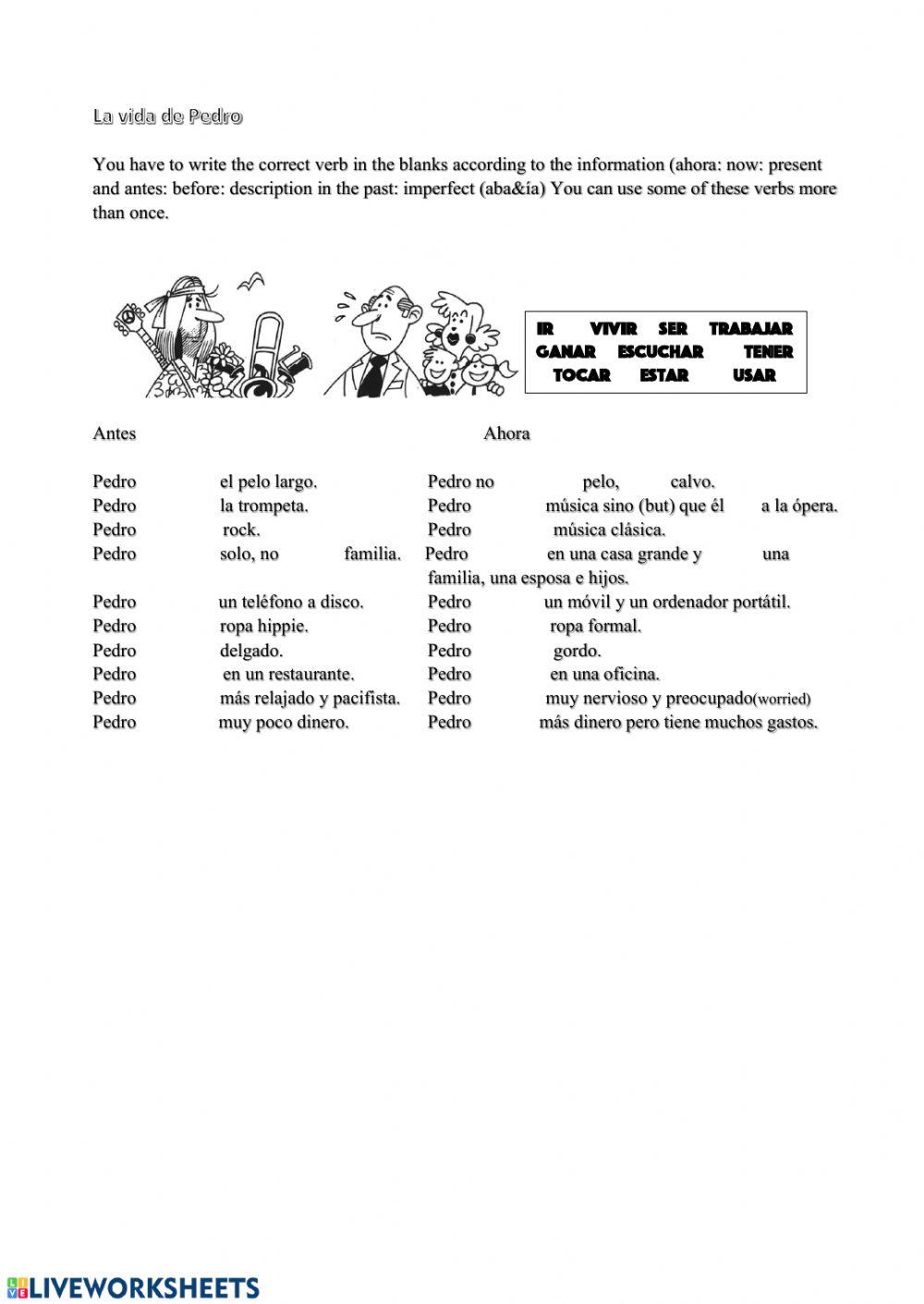 Antes y después-pretérito imperfecto