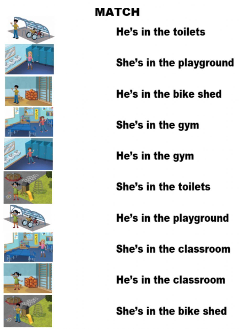 At the playground. Match the sentences.