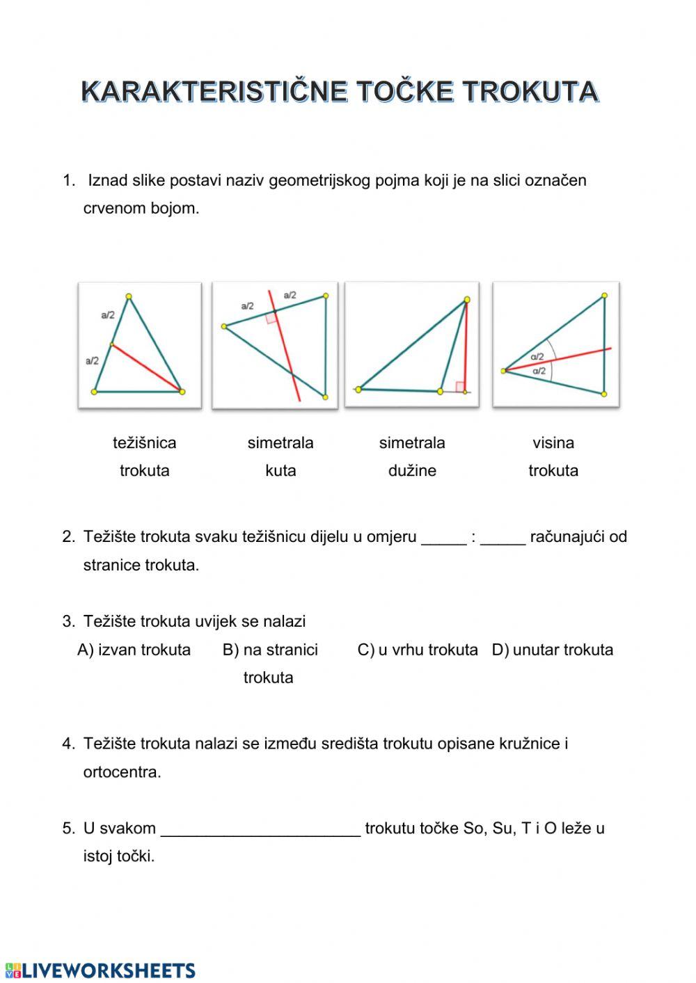 Karakteristične točke trokuta i Eulerov pravac - NL