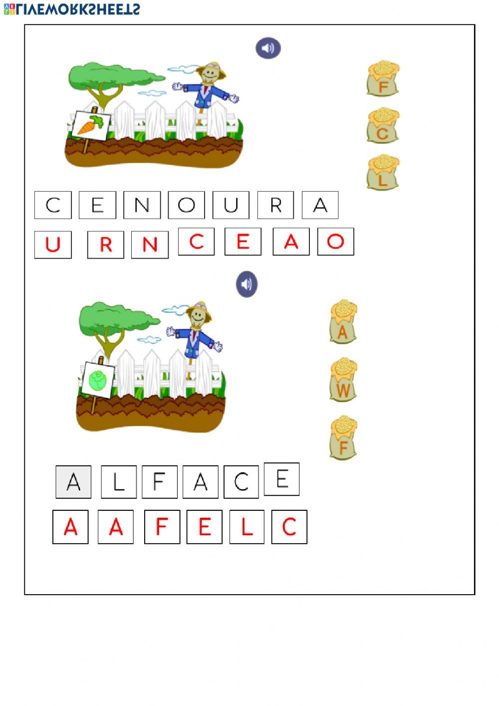 Trabalhando o alfabeto-A horta e as letras