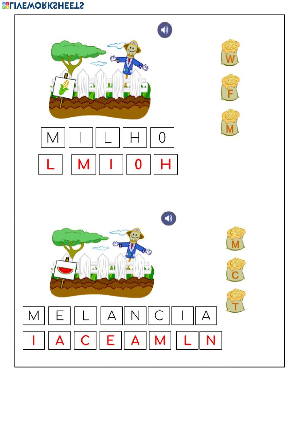 Trabalhando o alfabeto-A horta e as letras