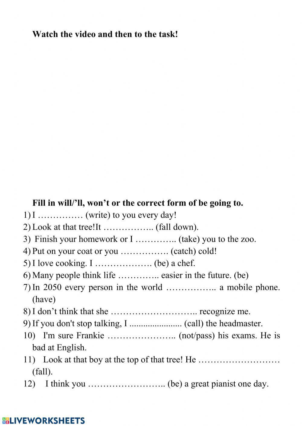 Will-won't-am,is,are going to