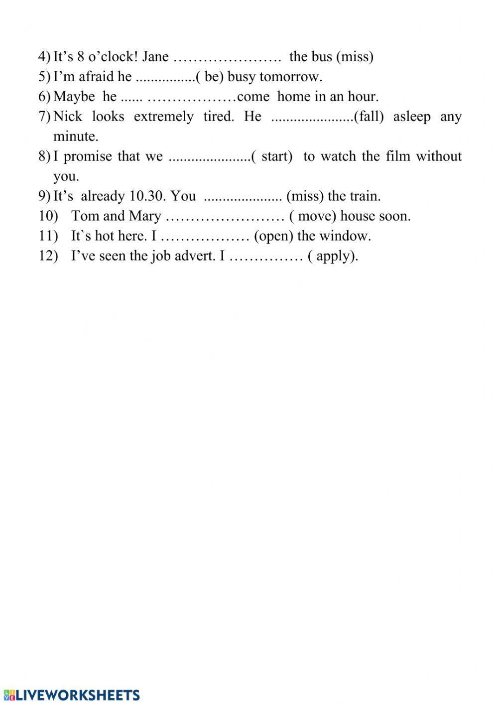 Will-won't-am,is,are going to