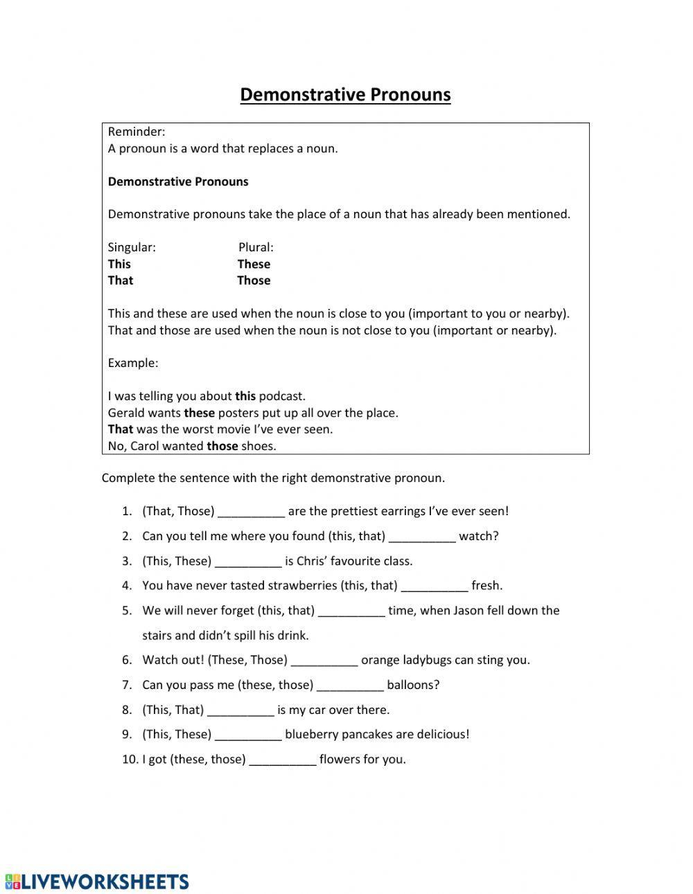 Demonstrative Pronouns