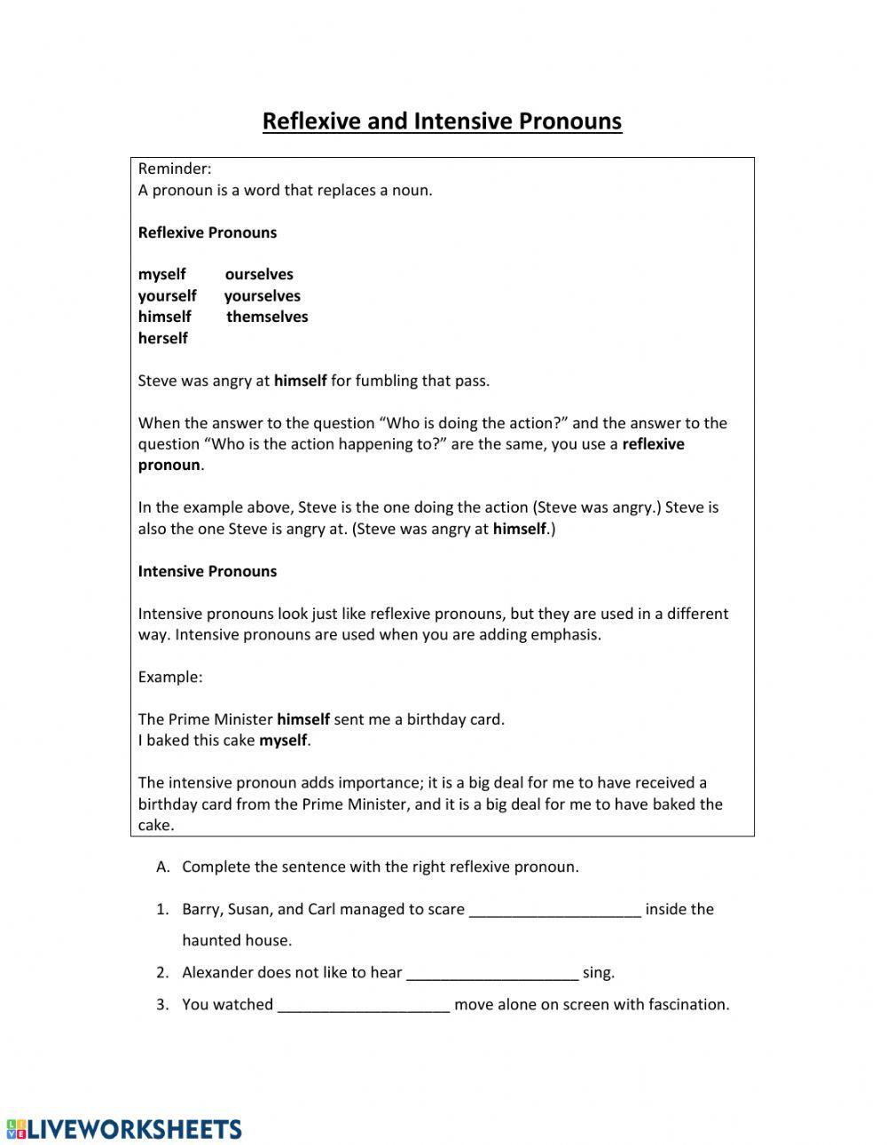 Reflexive and Intensive Pronouns