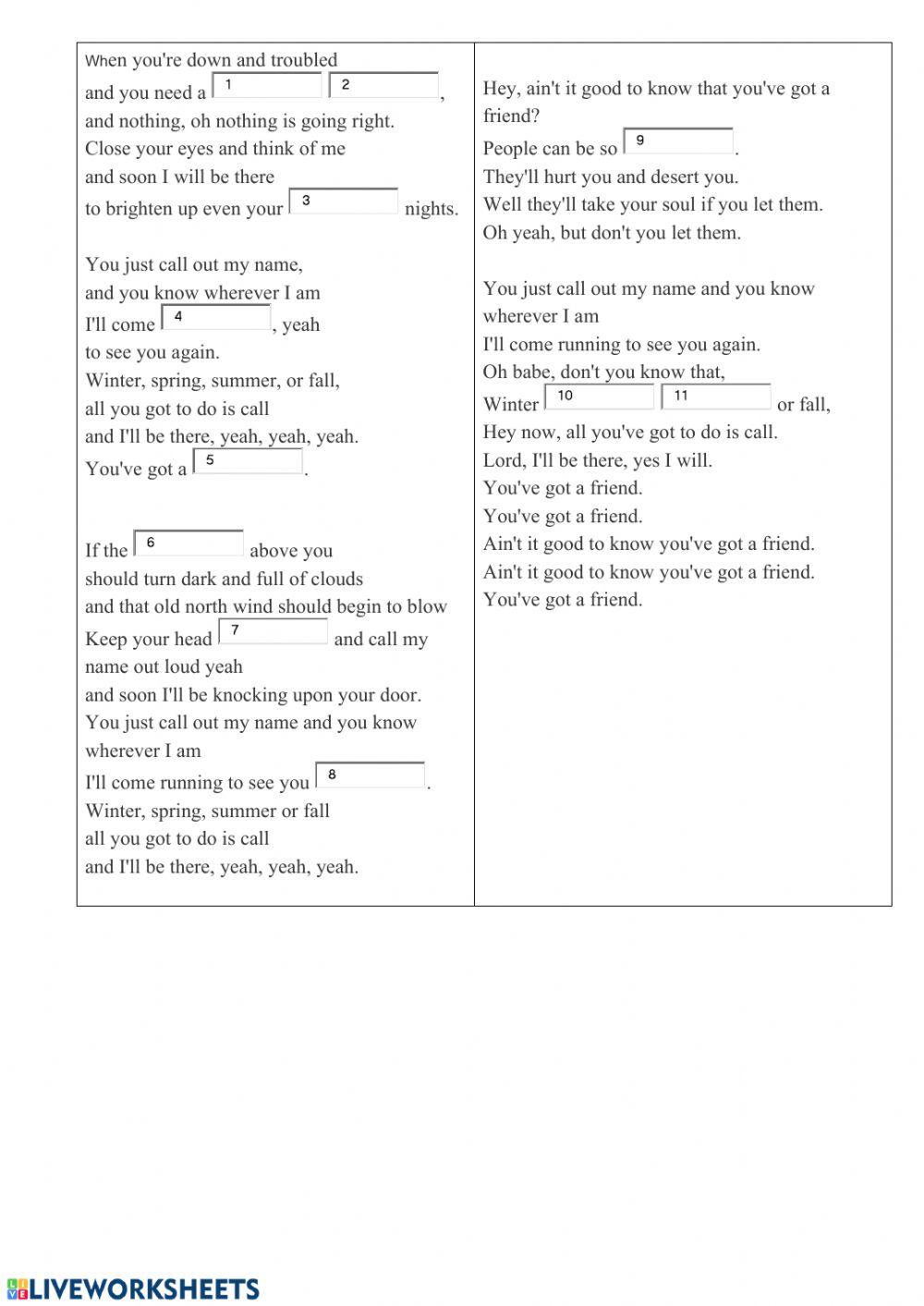 Song you've got a friend