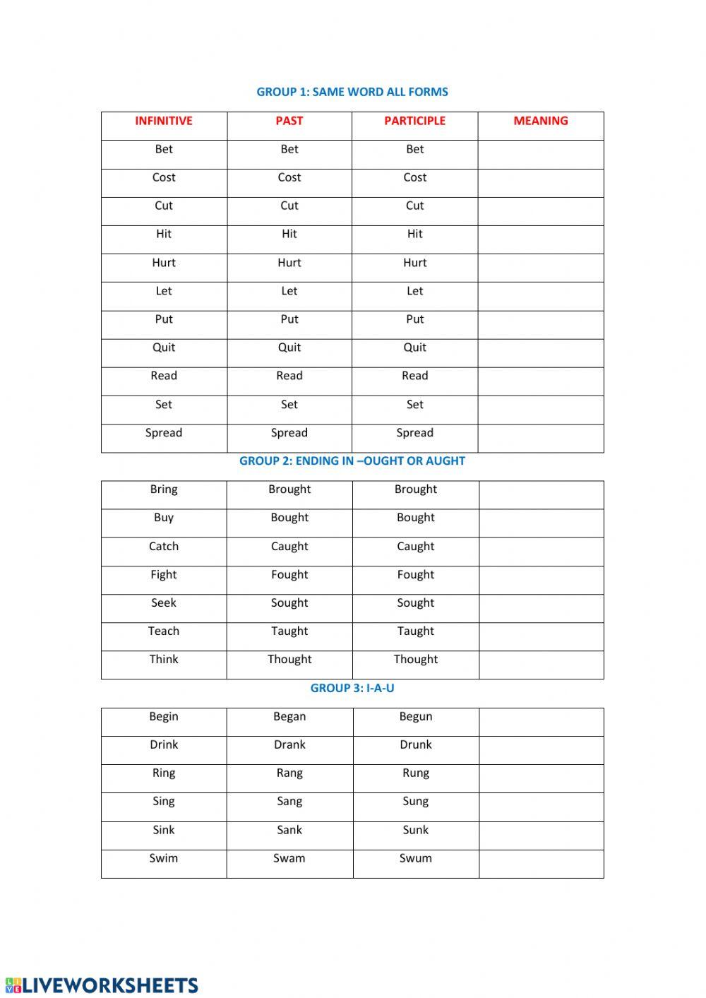 Irregular verbs 1