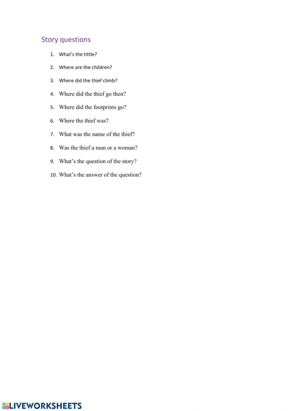 English 5º Story questions 3