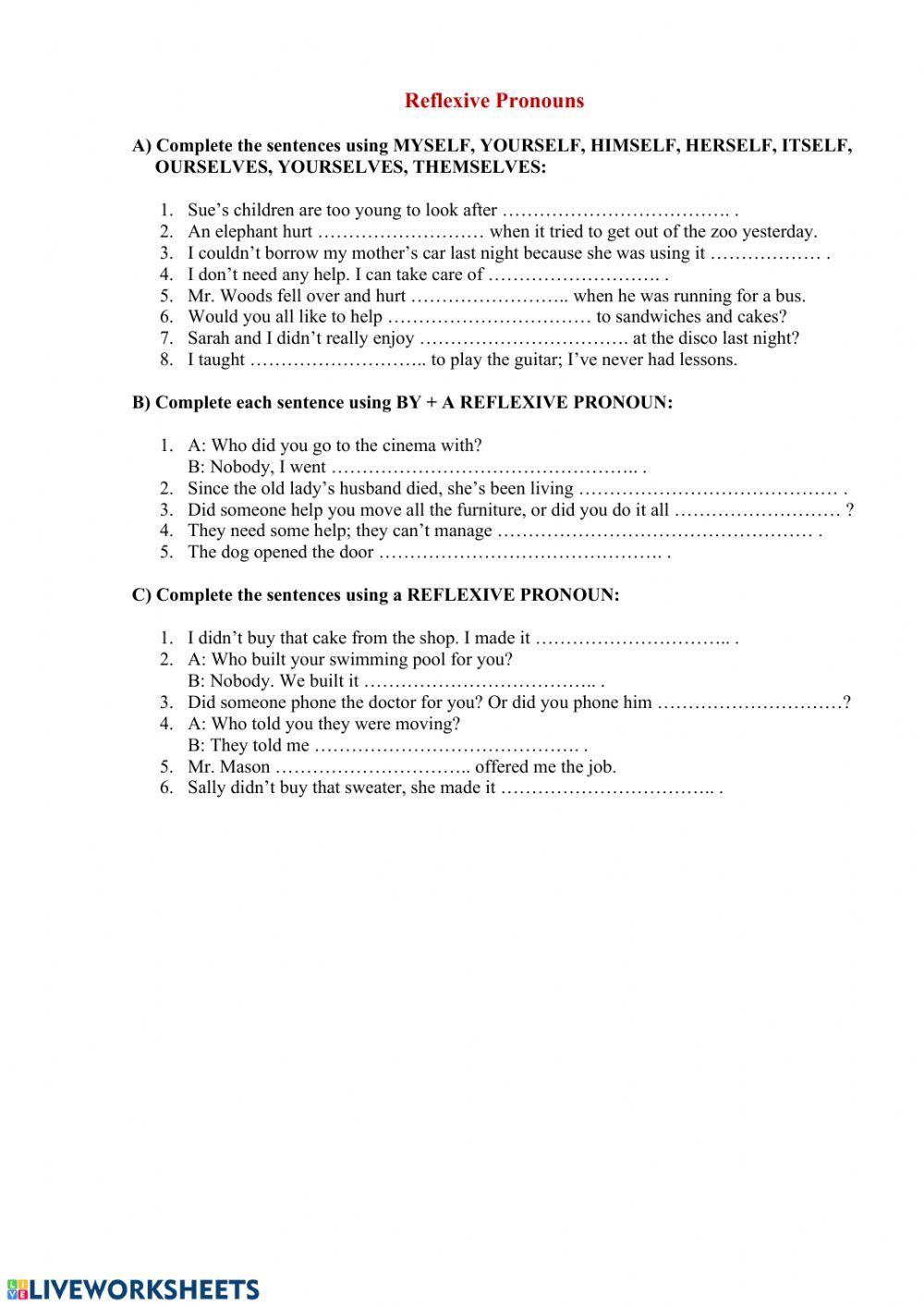 Reflective Pronoun Worksheet 17 Best Images Of Career Explor Reflective Pronoun Worksheet 17 Best Images Of Career Explor