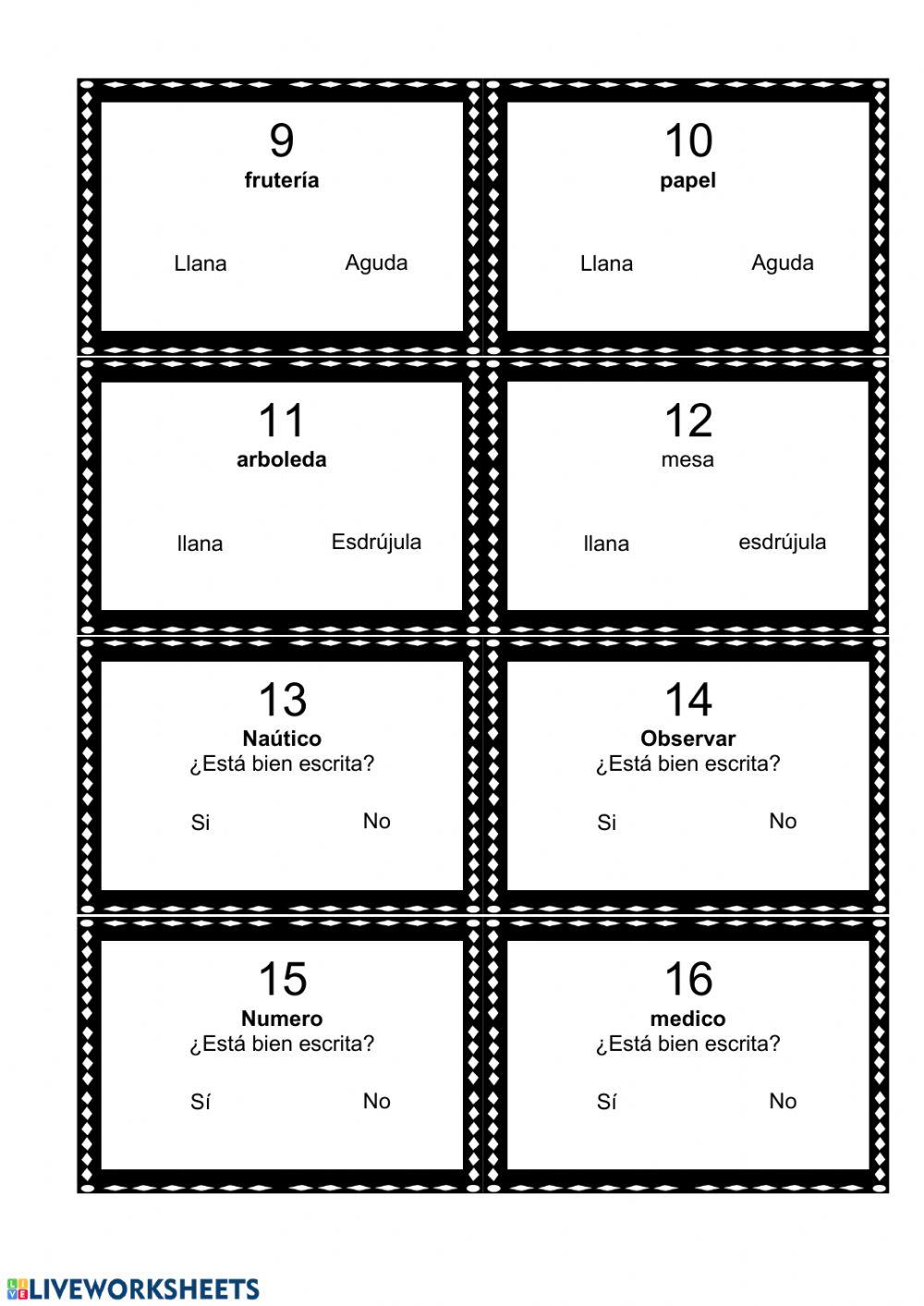 Jugamos con la ortografía-Tarjetas