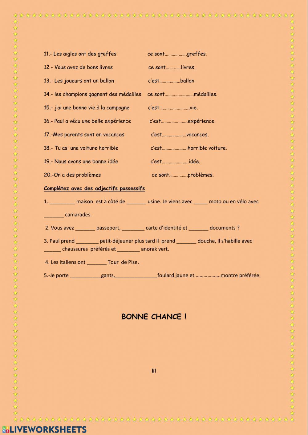 Les adjectifs posséssifs