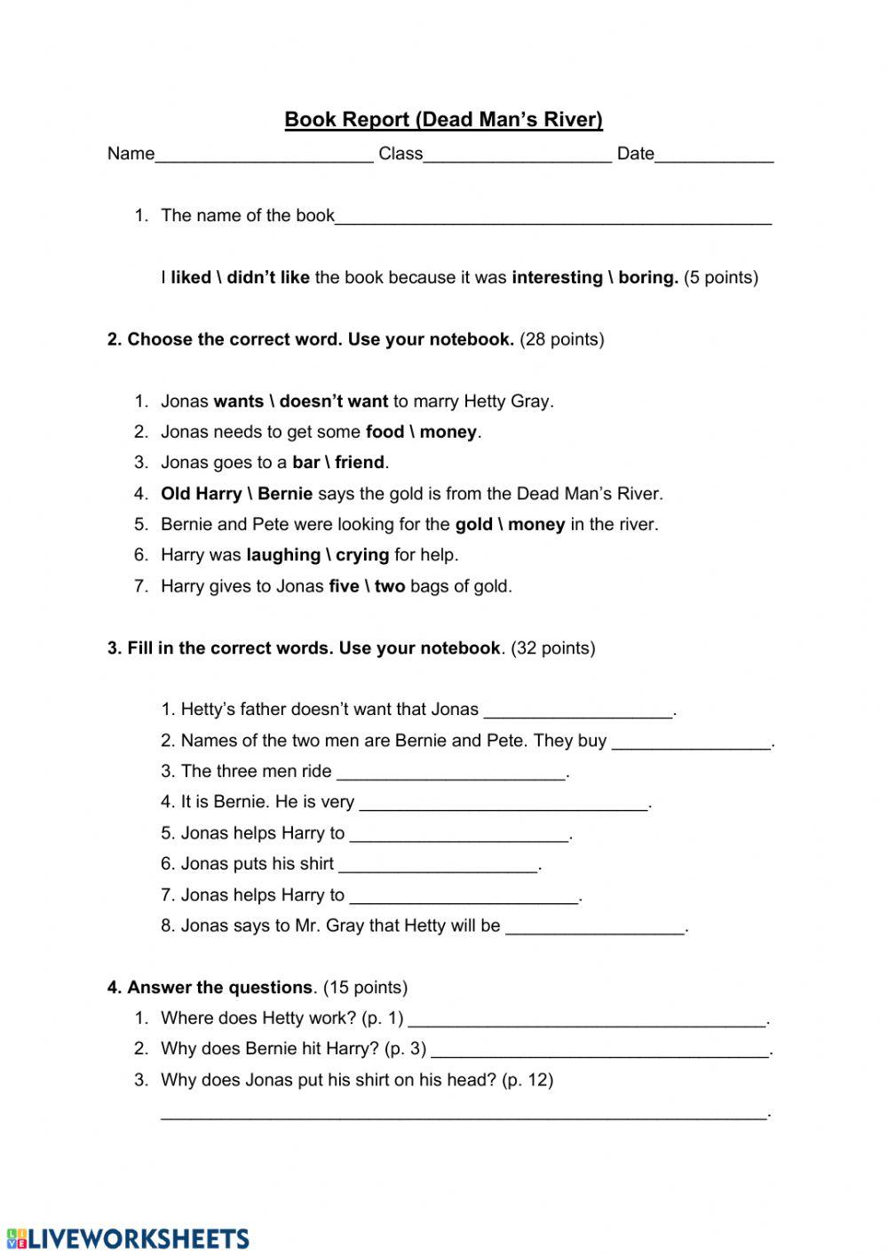 Dead Man's River Final Quiz