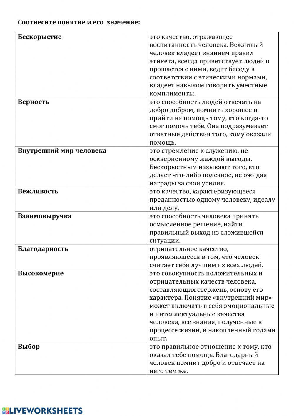 Соотнесите понятие и его  значение 9.3