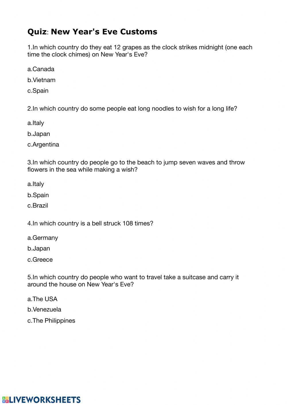 New Year's Eve Customs