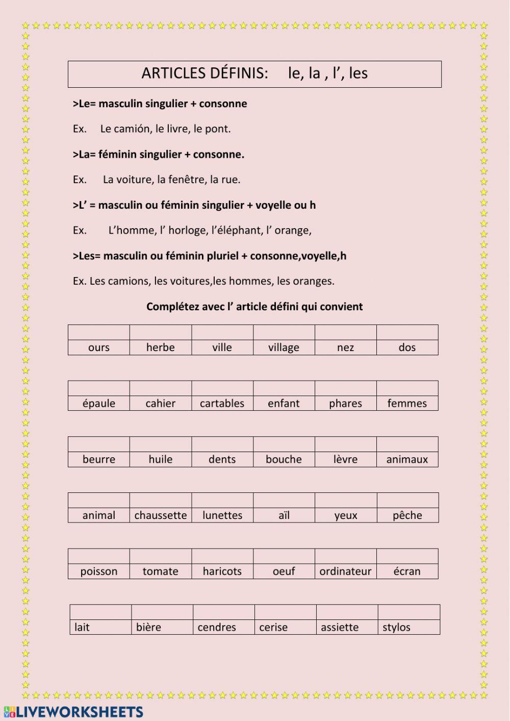 Les articles définis