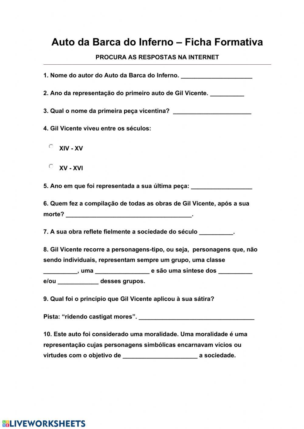 Vida e obra de Gil Vicente