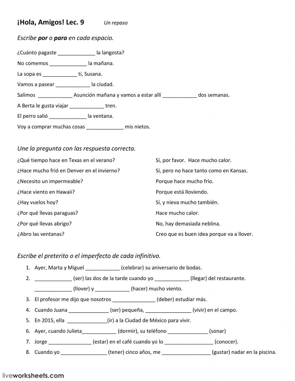 Lección 9 Repaso