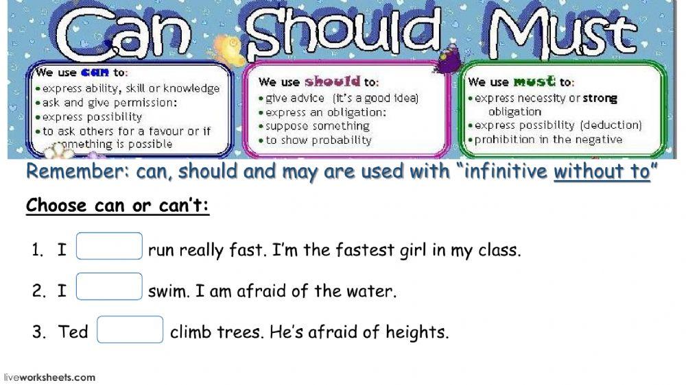 modals- can-can't, should- shouldn't, must- mustn't- mada 18.2.19