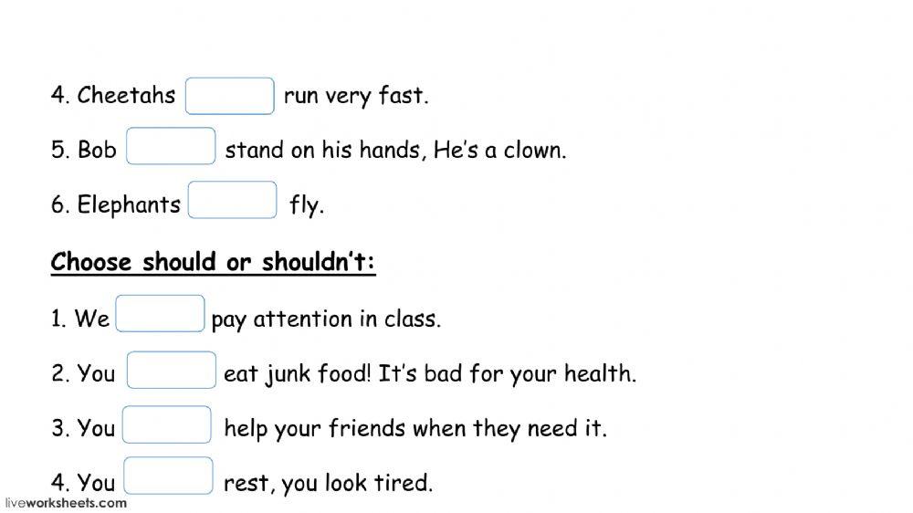 modals- can-can't, should- shouldn't, must- mustn't- mada 18.2.19