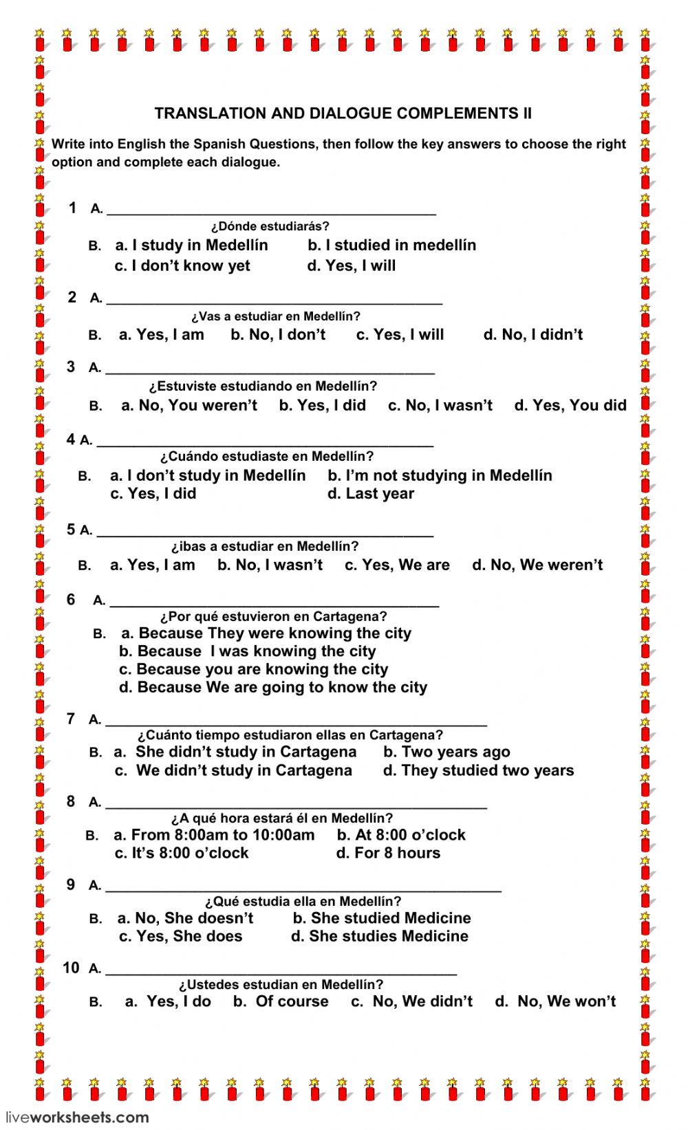 Translation and Dialogue complements II