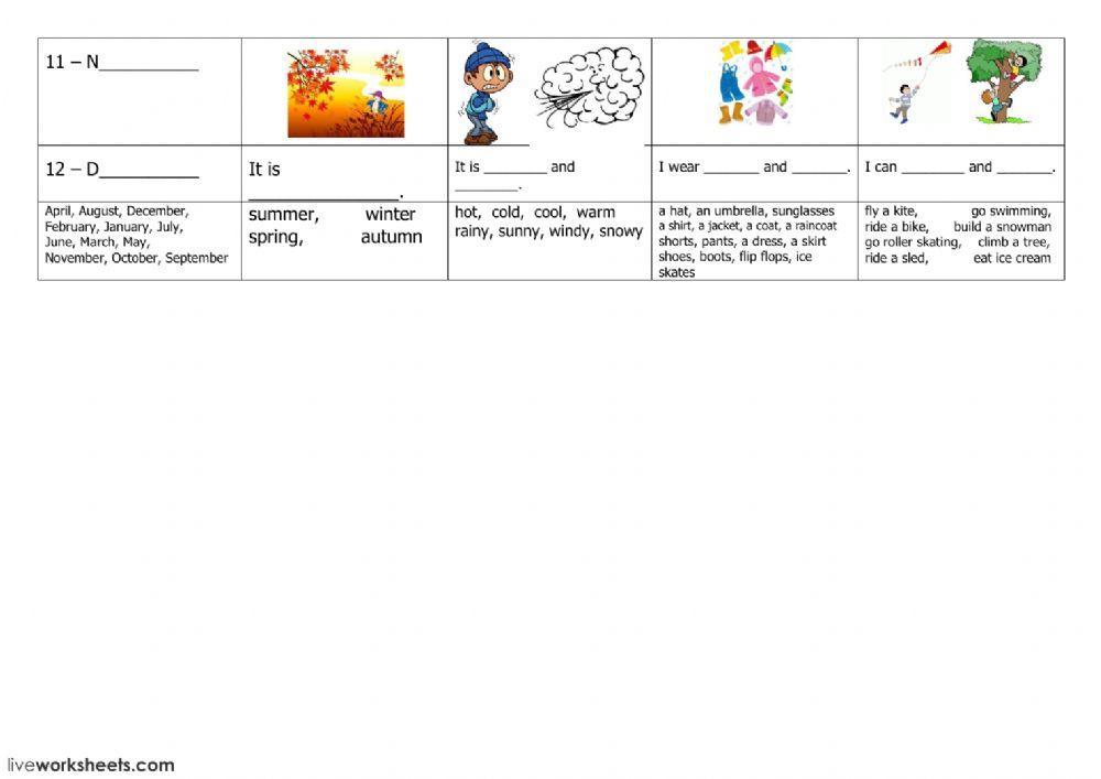 Months- clothes- activities